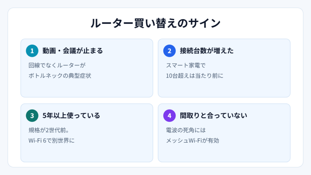 ルーター買い替えのサイン（図解）